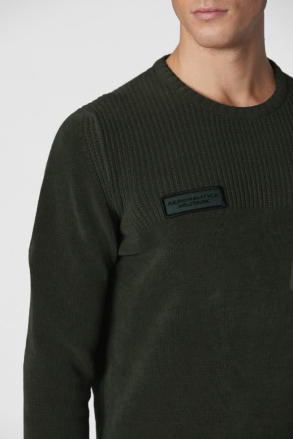 AERONAUTICA MILITARE Zielony sweter męski 242MA1515L539