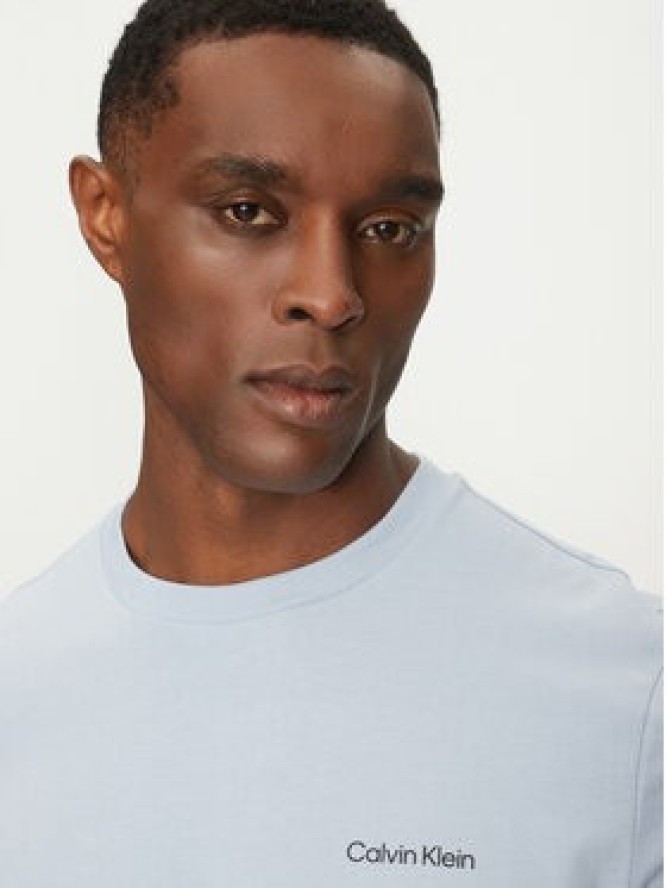 Calvin Klein T-Shirt Linear Box Logo K10K114152 Błękitny Regular Fit