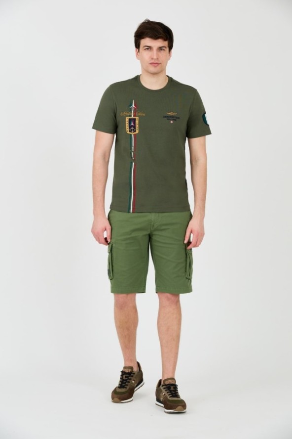 AERONAUTICA MILITARE Zielony t-shirt Frecce Tricolori Short Sleeve