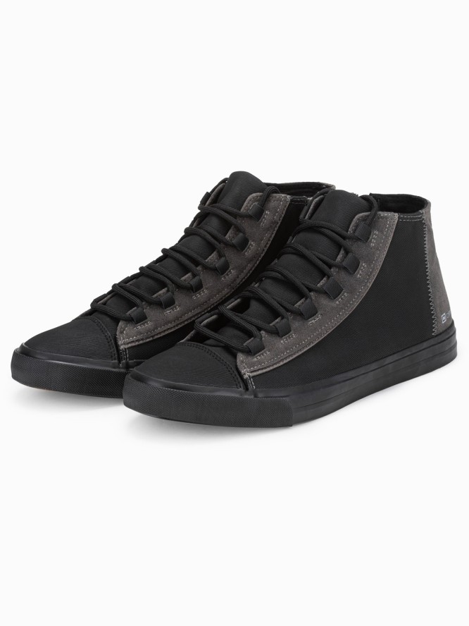 Męskie buty trampki z kontrastującymi elementami - czarne OM-FOTH-0140 - 42