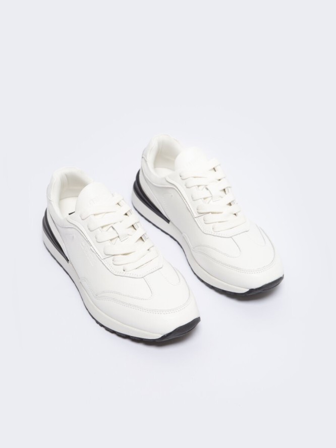 Sneakersy męskie ze skóry naturalnej białe NN174288 101