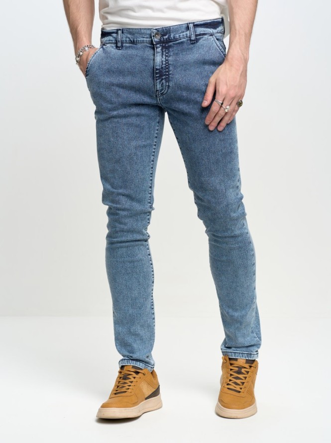 Spodnie chinosy jeans męskie niebieskie Cinar 322