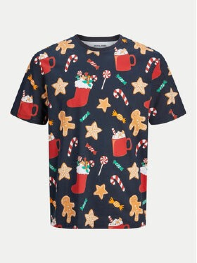 Jack&Jones T-Shirt Xmas Merry 12265399 Granatowy Standard Fit