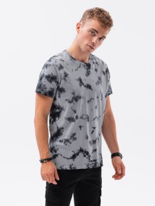 T-shirt męski bawełniany TIE DYE - szary V1 S1620 - M