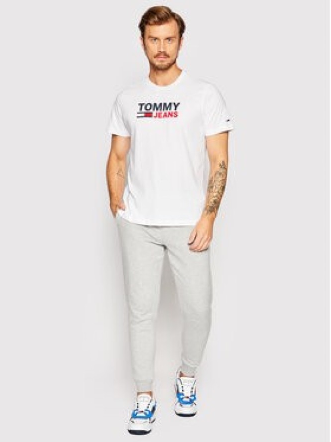 Tommy Jeans T-Shirt Corp Logo DM0DM15379 Biały Regular Fit