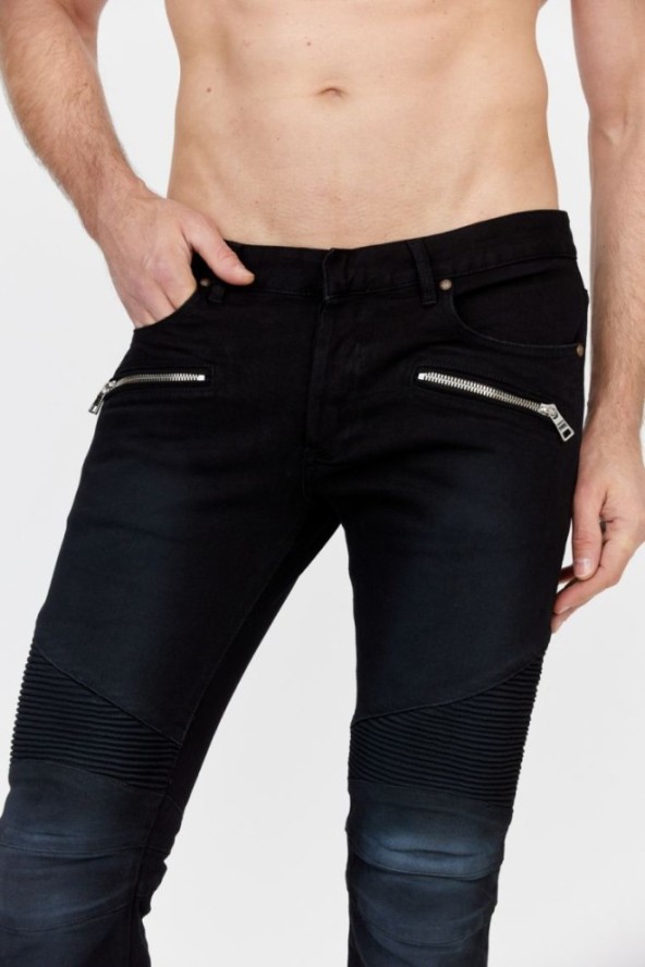 BALMAIN Czarne jeansy męskie z białym logo