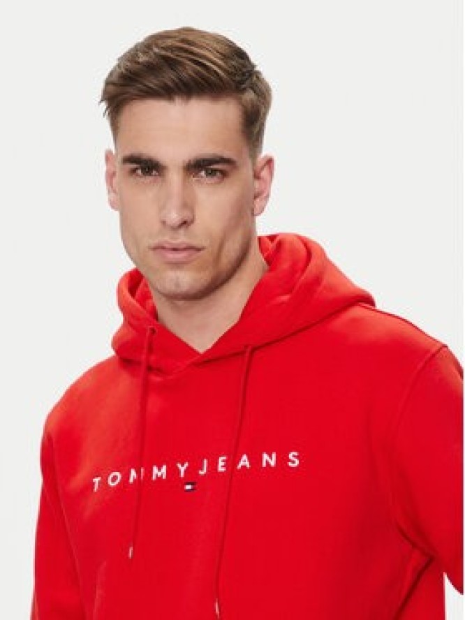 Tommy Jeans Bluza Linear Logo DM0DM17985 Czerwony Regular Fit