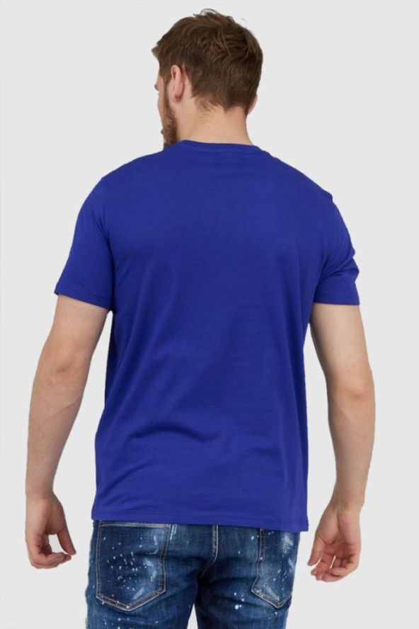ARMANI EXCHANGE Niebieski t-shirt męski z białym logo