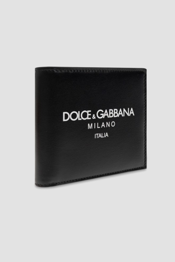 DOLCE & GABBANA Czarny męski portfel skórzany