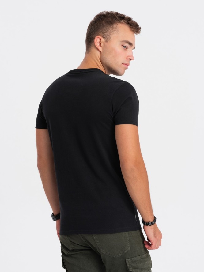 T-shirt męski bawełniany z nadrukiem - czarny V1 OM-TSPT-0162 - XXL