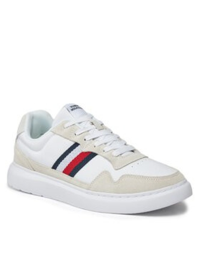 Tommy Hilfiger Sneakersy Light Cupsole Lth Mix Stripes FM0FM04889 Biały