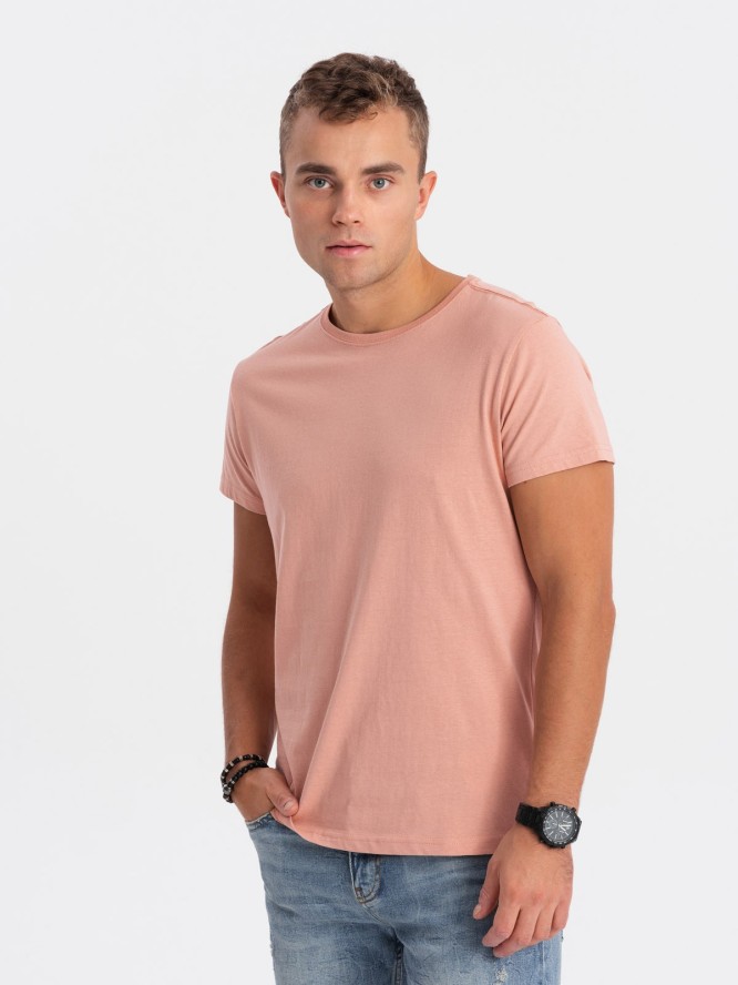 T-shirt męski bawełniany BASIC - różowy V9 S1370 - XXL