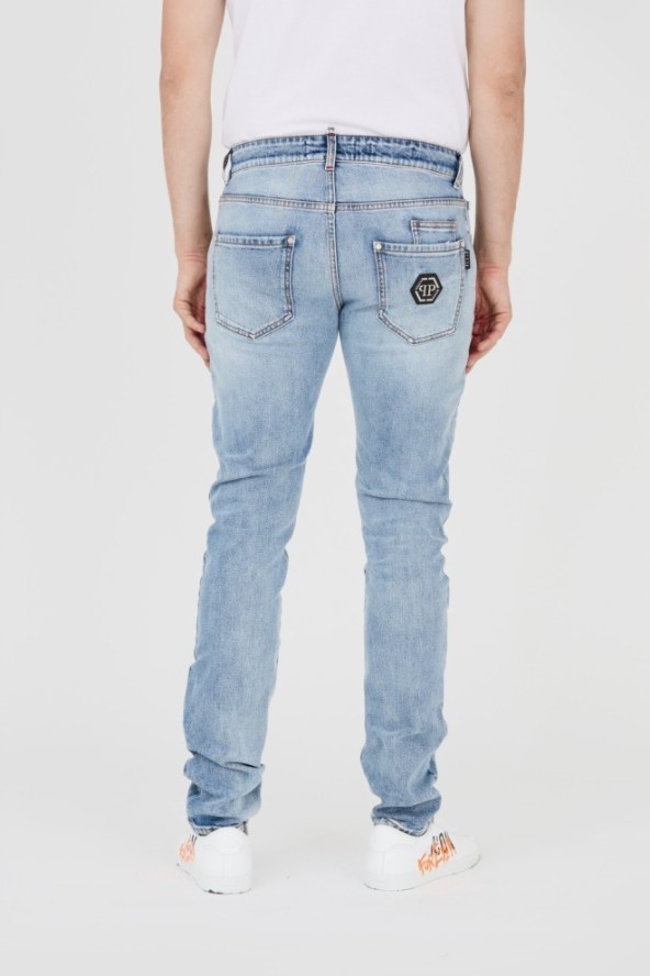 PHILIPP PLEIN Jasne męskie jeansy Straight Cut