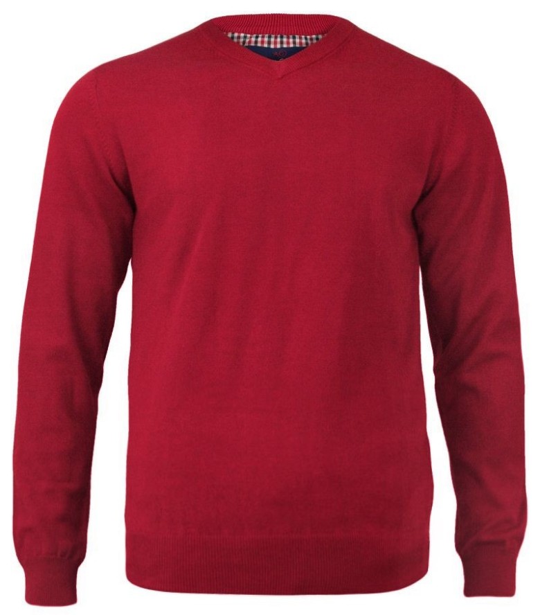 Sweter Czerwony w Serek (V-neck), Męski, Klasyczny, Elegancki -Adriano Guinari