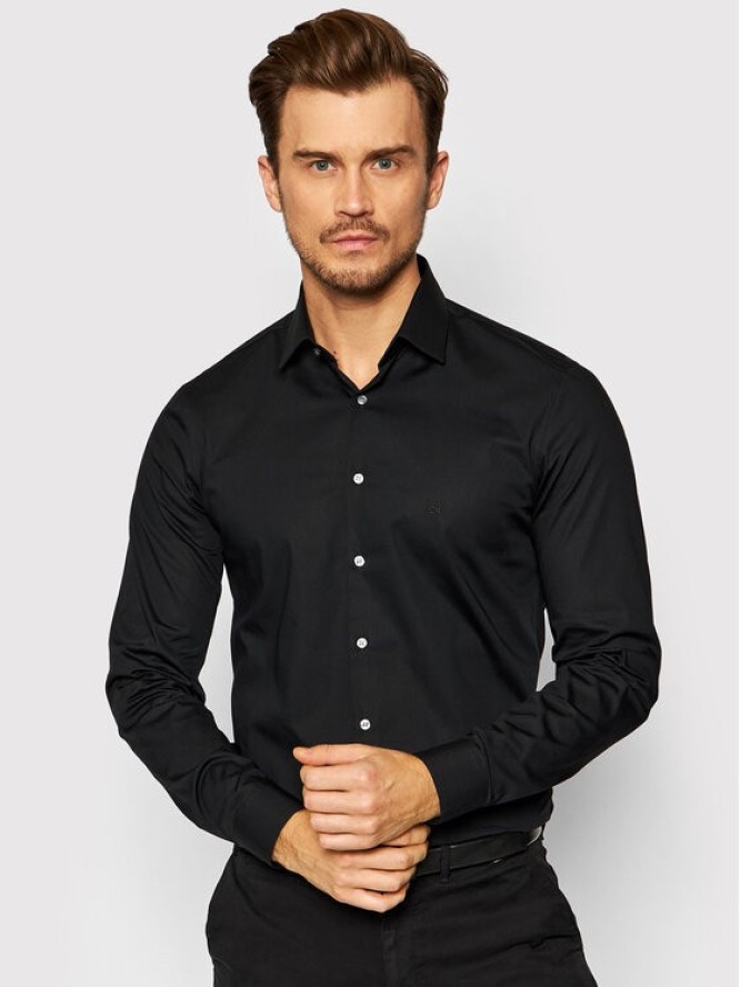 Calvin Klein Koszula Poplin K10K108229 Czarny Slim Fit