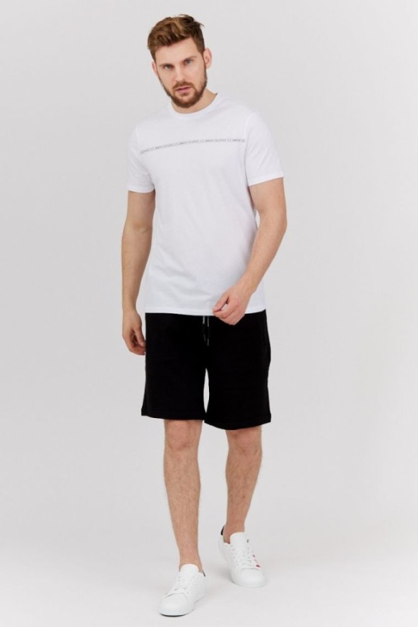 ARMANI EXCHANGE Biały t-shirt męski z paskiem z logo