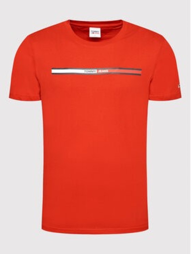 Tommy Jeans T-Shirt Essential Flag DM0DM13509 Czerwony Regular Fit