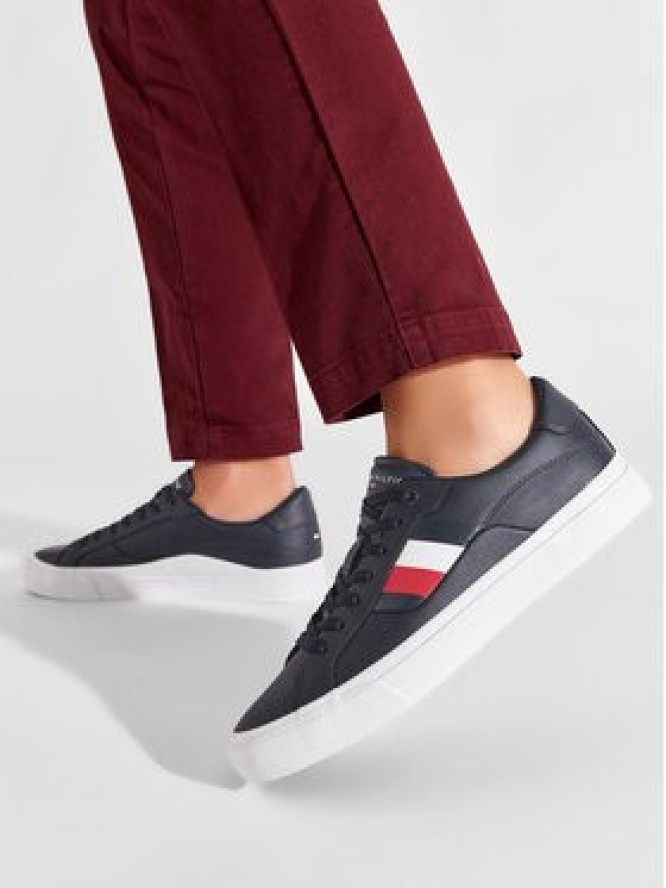 Tommy Hilfiger Tenisówki Core Stripes Vulc Leather FM0FM04140 Granatowy