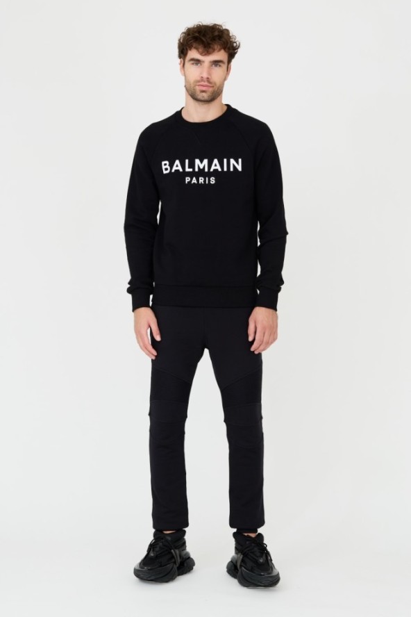 BALMAIN Czarna bluza Printed Sweatshirt