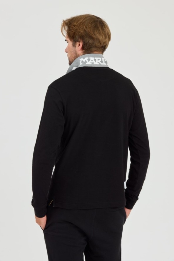 LA MARTINA Czarny longsleeve polo Piquet Stretch