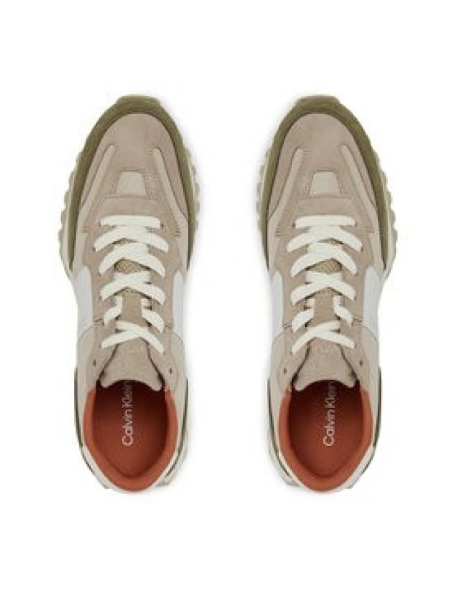 Calvin Klein Sneakersy Low Top Lace Up Mix HM0HM00497 Khaki