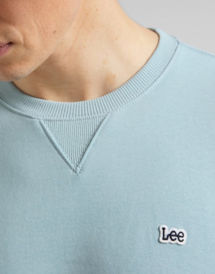 LEE PLAIN CREW SWS MĘSKA BLUZA LOGO ICE BLUE L81ISPUY