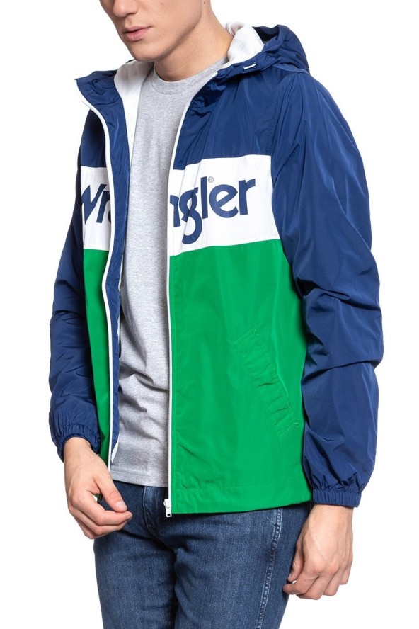 KURTKA WRANGLER WALLY WINDBREAKER BLUE DEPTHS W4707V9JY