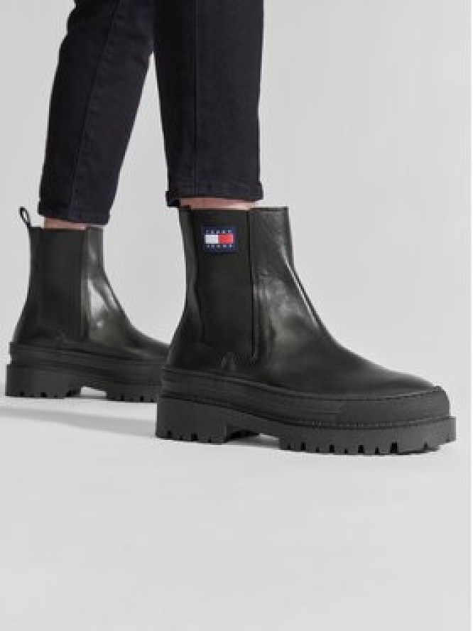 Tommy Jeans Sztyblety Foxing Detail Chelsea Boot EM0EM01062 Czarny