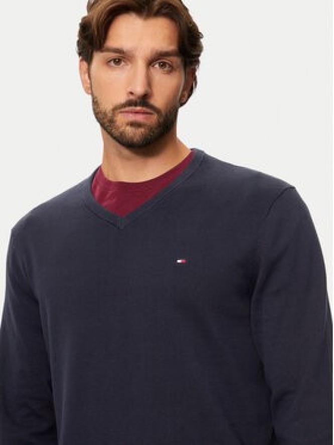 Tommy Hilfiger Sweter Essential MW0MW14745 Granatowy Regular Fit