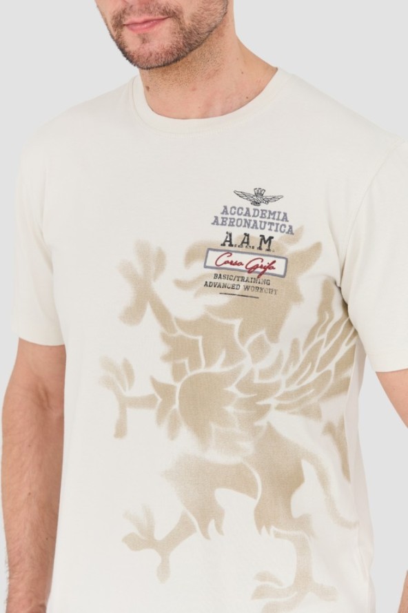 AERONAUTICA MILITARE Beżowy t-shirt M.C.