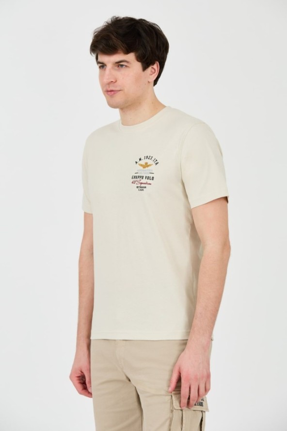 AERONAUTICA MILITARE Beżowy t-shirt Short Sleeve