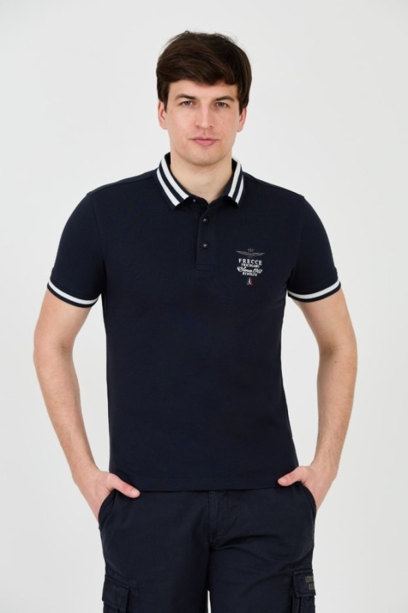 AERONAUTICA MILITARE Granatowe polo Short Sleeve