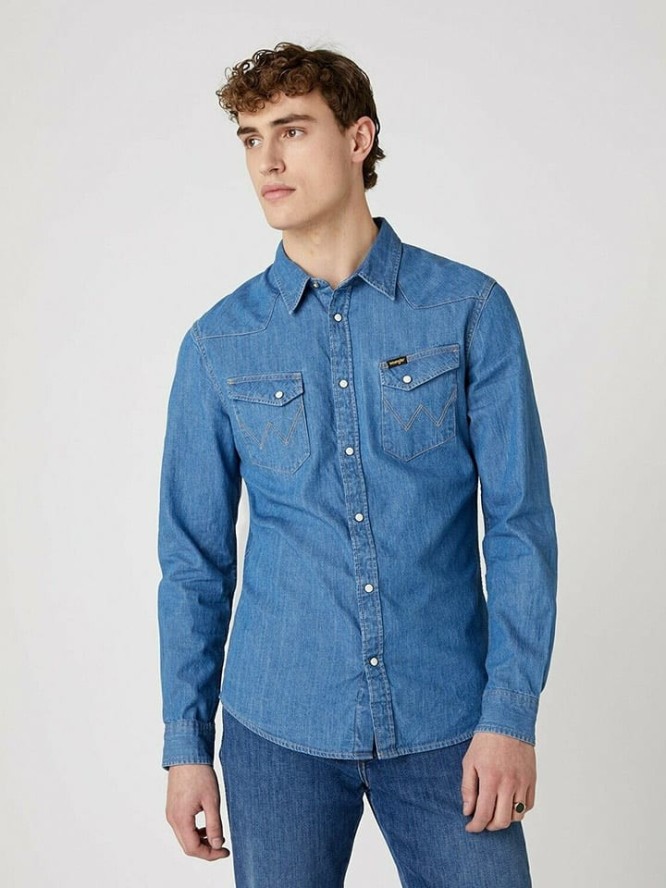 Wrangler Koszula dżinsowa w kolorze niebieskim rozmiar: L