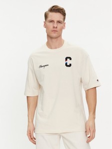 Champion T-Shirt 219855 Beżowy Custom Fit