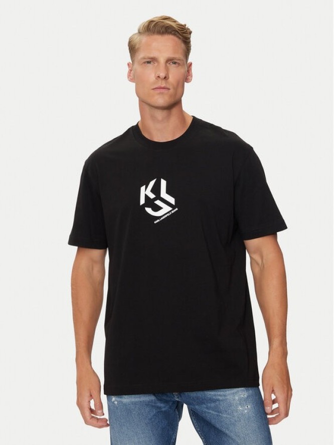 KARL LAGERFELD T-Shirt Klj Regular Monogram Sslv Tee 236D1704 Czarny Regular Fit