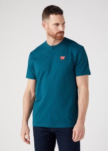 WRANGLER SIGN OFF TEE MĘSKI T-SHIRT KOSZULKA DEEP TEAL GREEN W70MEEG03