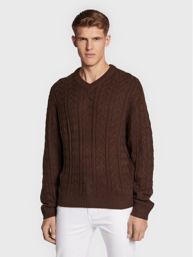 Redefined Rebel Sweter Paul 212092 Brązowy Regular Fit