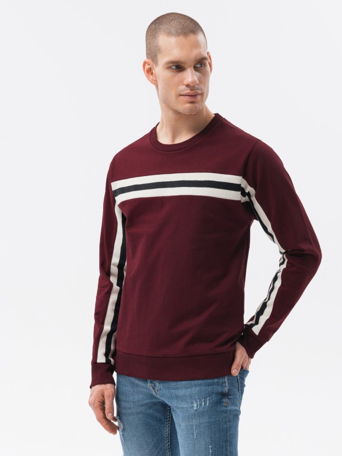 Bluza męska z lampasem - burgundowa V5 B1279 - XL