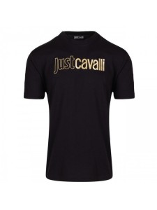 Just Cavalli T-Shirt 78OAHT16 Czarny Regular Fit