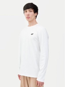 4F Longsleeve 4FWSS24TLONM217 Biały Regular Fit