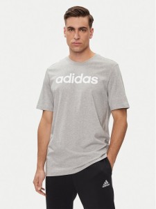 adidas T-Shirt Essentials Single Jersey Linear Embroidered Logo T-Shirt IC9277 Szary Regular Fit