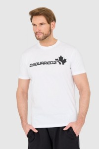 DSQUARED2 Biały bawełniany t-shirt z dużym logo