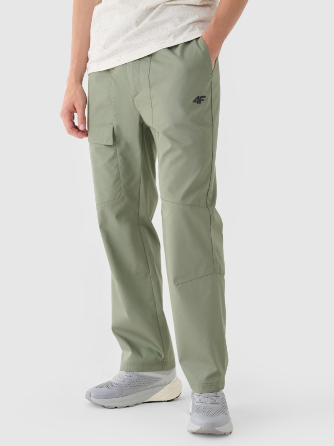 Spodnie casual męskie - oliwkowe/khaki