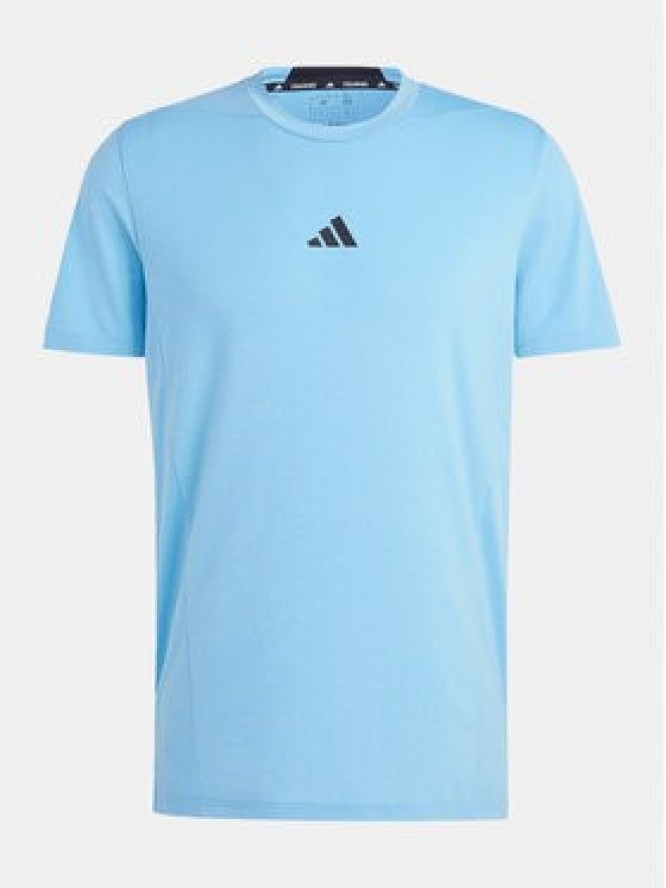 adidas Koszulka techniczna Designed for Training IS3830 Błękitny Slim Fit