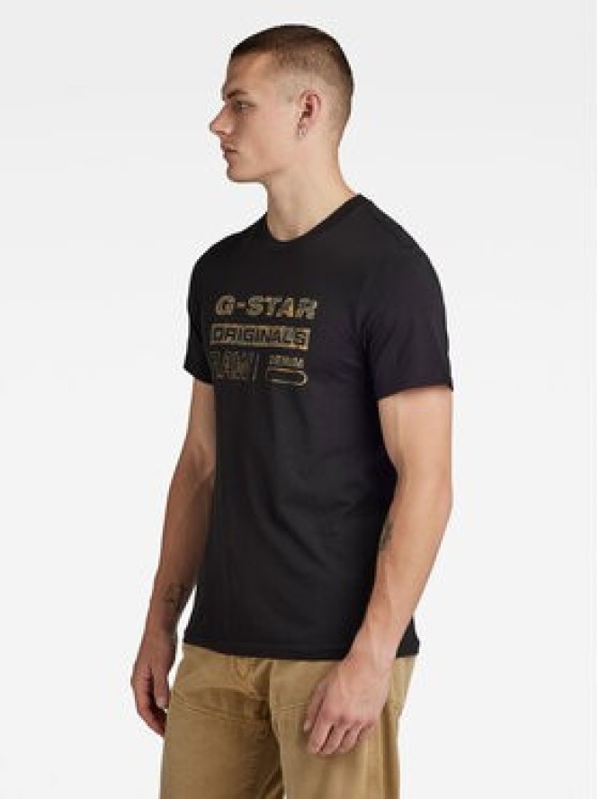 G-Star Raw T-Shirt Distressed D24420-336 Czarny Slim Fit