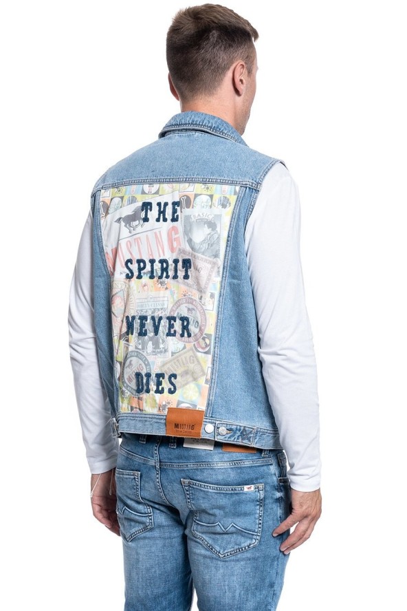 MĘSKI BEZRĘKAWNIK JEANSOWY MUSTANG BIKER VEST 1009610 5000 210