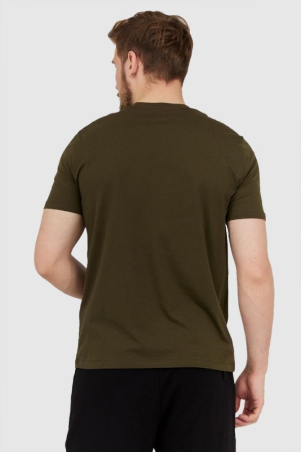 ARMANI EXCHANGE Oliwkowy t-shirt męski z białym logo