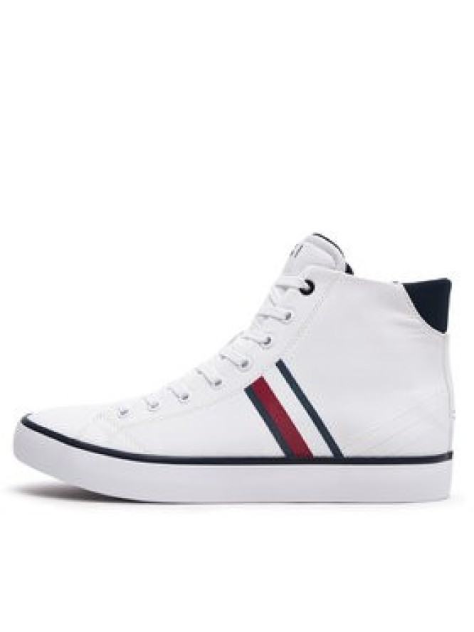 Tommy Hilfiger Sneakersy Th Hi Vulc Stripes Mesh FM0FM04948 Biały