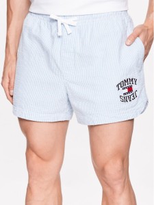 Tommy Jeans Szorty materiałowe Seersucker DM0DM16294 Błękitny Regular Fit