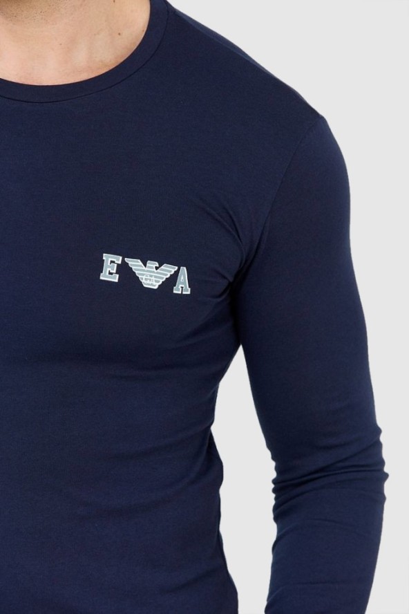 EMPORIO ARMANI Granatowy longsleeve męski z szarym logo